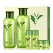 Customer brand herbal extract green tea skin care whitening face care set with 6 pcs
